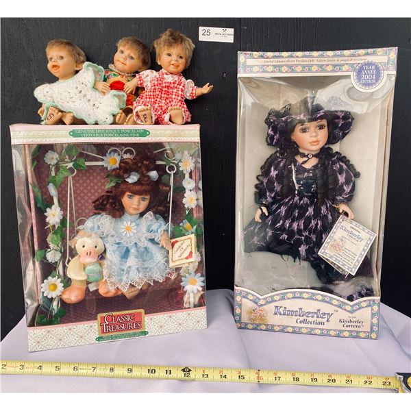 Classic Treasures And Kimberly Collection Brand New in the box Porcelain Dolls plus 3 miniatures