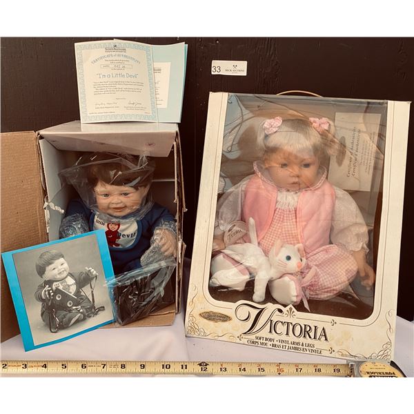 Vintage Victoria Soft Body Vinyl Arms and Legs Doll And Ashton Drake Gallery Im a Little Devil Doll
