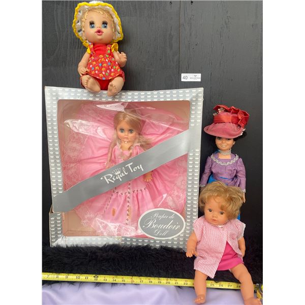 Regal Toy Boudoir Doll With Two Baby Girl Dolls and Baby Alive Vintage Doll