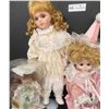 Image 2 : Five Collectible Porcelain Dolls  Clown Bride Victorian Devine Keepsakes Gently Used