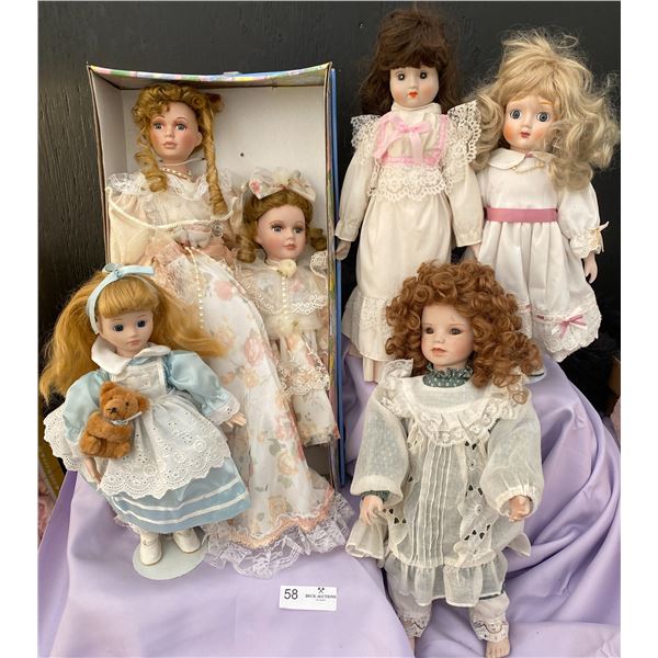 Sweet Memories Porcelain and Sugar N Spice Sabre Bisque collectible Dolls Gently but well loved