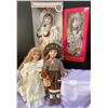 Image 1 : Cassandra Collection and Vintage Genuine Porcelain Dolls Brand new in Box with 2 Miniature Dolls