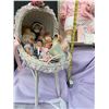 Image 2 : Mama's Baby Brand New in Box with Wicker Stroller like Carriage full of Tiny Baby Collectible Dolls