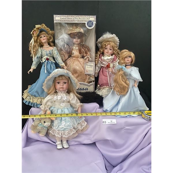 Vanessa Collection Victorian Porcelain Doll Brand New in box with 4 gently used genuine bisque dolls