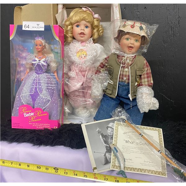 Brand New Barbie Princess Doll and The Ashton Drake Galleries What a Catch Doll and Girly Baby