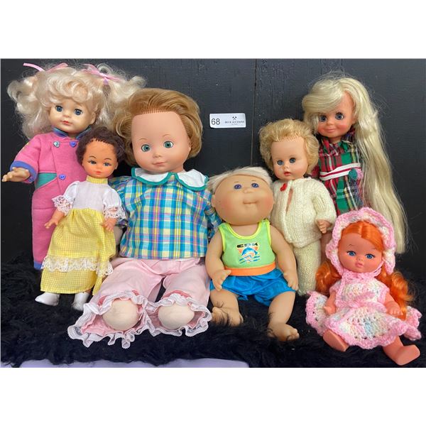 Vintage Doll Showcase with Multiple Precious Moments within different toy brands Cabbage Patch