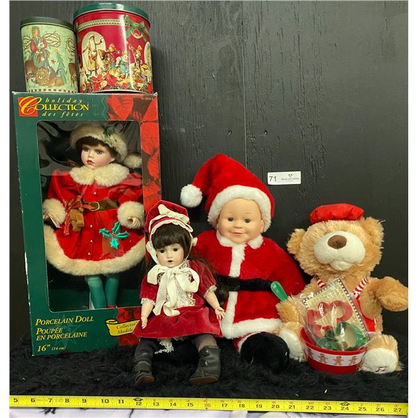 Anne Geddes Baby Santa Doll 16H with Holiday Collection Porcelain Doll