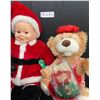 Image 3 : Anne Geddes Baby Santa Doll 16H with Holiday Collection Porcelain Doll plus plush Bear and mini