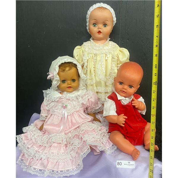 Three Large Vintage Rare StandUp Antique Collectible Dolls