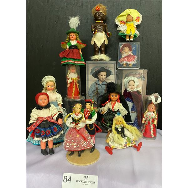 Variety Of Vintage Foreign International Travel Dolls in Folk From