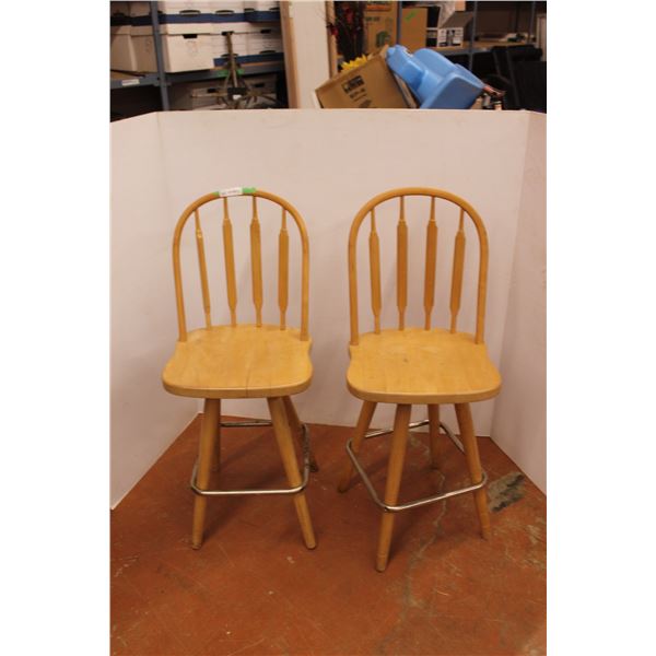 *(2x Bid Price) (2) Wooden Swivel Chairs