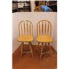 Image 1 : *(2x Bid Price) (2) Wooden Swivel Chairs