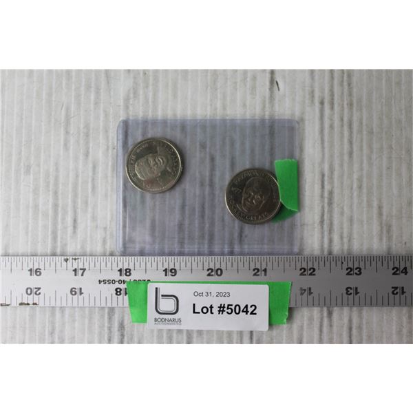 (2) NHL Coins - David Wilkie, Raymond Bourque