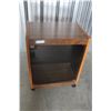 Image 1 : ** Wooden Stereo Cabinet with Glass Door on Casters - 16" x 24" x 30" Tall
