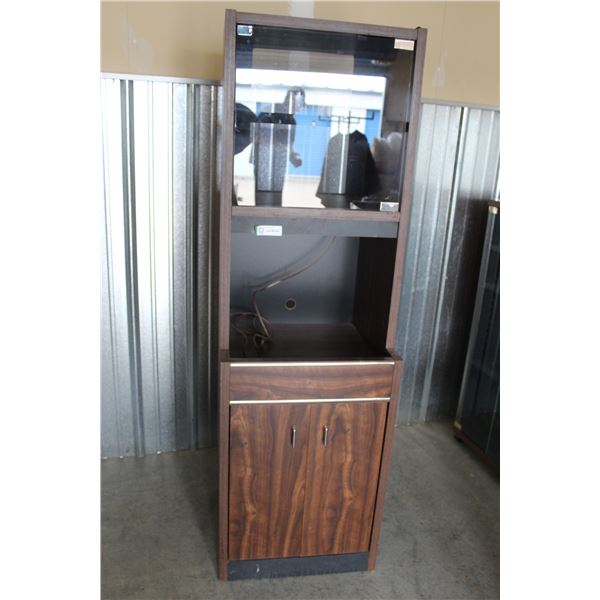 ** Wooden Stereo Display Cabinet with Glass Door - 19  x 21  x 64  Tall