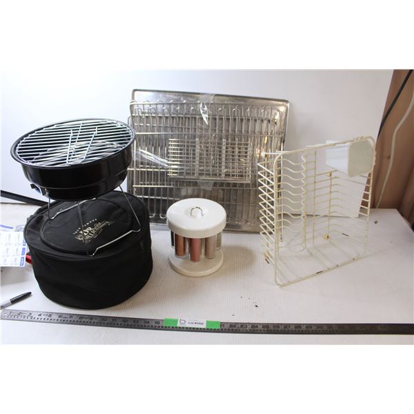 (2) Dish Drying Racks, Dr. McGillicuty's BBQ, Spice Rack