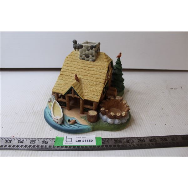 Partylite Wood Cabin Scene Ceramic