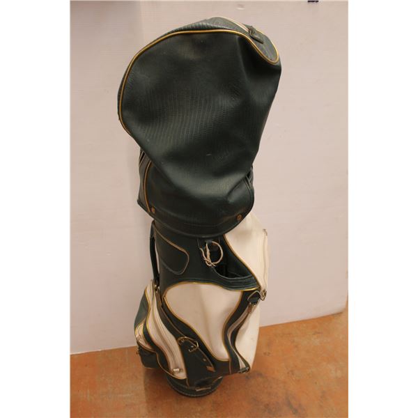 *Travel Golf Bag and Northwestern Clubs (3,4,5,6,7,8,9, PW Drivers 1,3) A Couple of zippers have bro