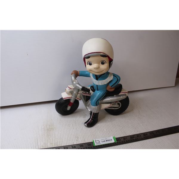 Ceramic Boy on Motor Bike (Broken Below Handles to Lake (Glued)