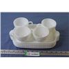 Image 1 : Hazel Atlas - Milk Glass Dogwood Snack Set (set of 4)