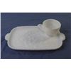 Image 2 : Hazel Atlas - Milk Glass Dogwood Snack Set (set of 4)