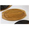 Image 4 : (2) Cast Iron Hot Plates on Wooden Trays
