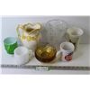 Image 1 : Plastic Vase - Water Pitcher - Dessert Dishes - Cups - (1 cup is Fire King)