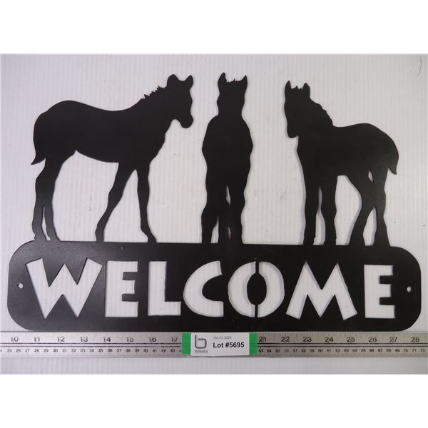 Metal Welcome Home Horse Sign