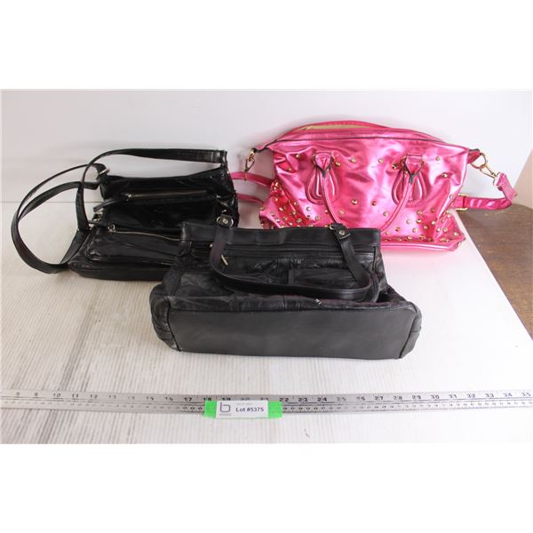 (3) Purses - (2) Black, (1) Hot Pink