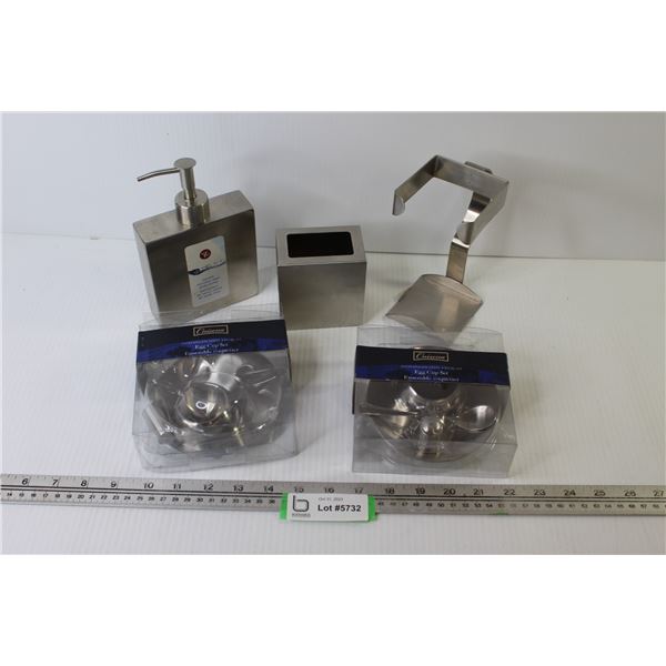 Stainless Steel Bathroom Items - (2) Stainless Steel Egg Cup Sets