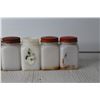 Image 2 : (8) Milk Glass Spice Jars and Salt and Pepper Shakers