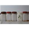 Image 3 : (8) Milk Glass Spice Jars and Salt and Pepper Shakers