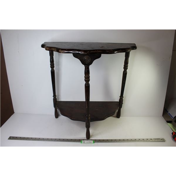 *Vintage Wooden D Table (23 1/2"w x 22 1/4"h - 11 1/2"d)