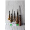 Image 1 : (5) Antique Wood Handled Screw Drivers