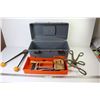 Image 2 : Plastic Tool Box w/Hand Tools - Steel Stud Crimper - Sheet Metal Snips - Cold Chisels - Misc. Tools