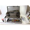 Image 1 : Craftsman Metal Tool Box - Assorted Hand Tools - Screw Drivers - Pliers - Caulking Gun