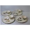 Image 2 : 60's Georgian China - 22 kt. Gold Trim -  Snack Set w/ Game Fowl