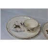 Image 6 : 60's Georgian China - 22 kt. Gold Trim -  Snack Set w/ Game Fowl