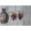 Image 2 : Rose Quartz Pendant and Copper Wrapped Amethyst Earrings