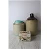 Image 2 : (2) Crocks and Vintage Recipe Box