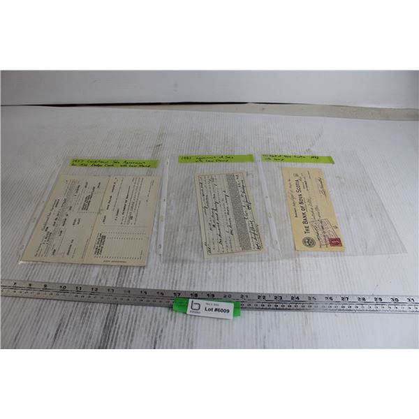 1937 Conditional Sale Agreement for 1936 Dodge Coach with Law Stamp, 1921 Agreement of Sale with Law