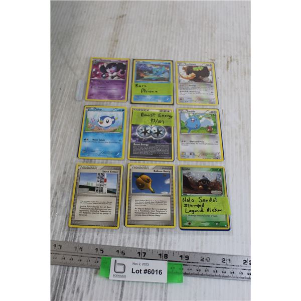 (18) Pokemon Cards - Rare Phione, Boost Energy 93/107, Holo Seedot Stamped Legend Maker