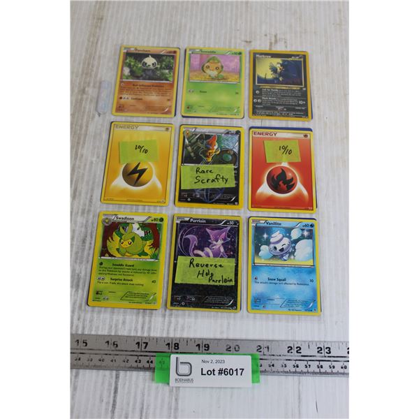 (18) Pokemon Cards - Rare Scrafty, Reverse Holo Purrloin