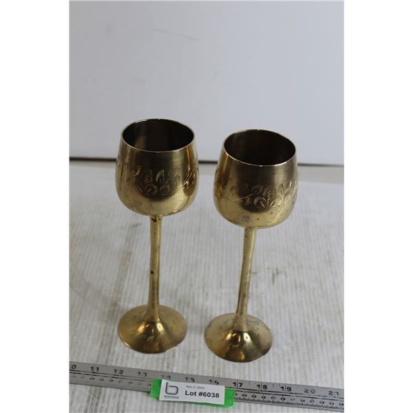 (2) Brass Goblets - Made in India