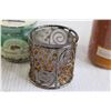 Image 4 : (4) Candle-Lite Sealed Candles, Candleholder, Roasted Almond Pillar Candle