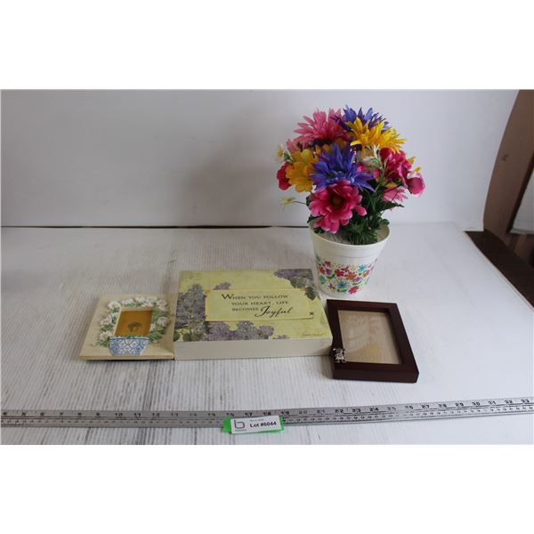 (3) Wall Decorations, Silk Flowers in Pot