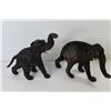 Image 2 : Elephant Statues (2) Carved Wooden - (1) Leather Wrapped - (1) Plastic w/Hair