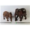 Image 1 : (2) Carved Wooden Elephants