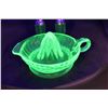 Image 1 : Uranium Glass Hand Juicer (chipped) and Uranium Glass Salt & Pepper Shakers