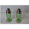 Image 6 : Uranium Glass Hand Juicer (chipped) and Uranium Glass Salt & Pepper Shakers